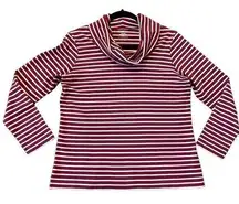 L.L. Bean red striped cowl neck pullover medium