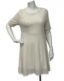 Altar'd State Heathered Cream Short Sleeve Cutout Back Stretch Mini Dress Small