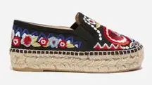 Johnny Was Black Espadrilles with Colorful Embroidery