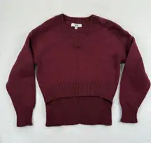 Jason Wu Collection Womens XS V Neck Knit Cropped Pullover‎ Sweater Maroon