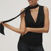 Anthropologie NWT Cowl-Neck Scarf Tank Black Onyx