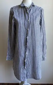 CP Shades Linen Striped Shirt Dress Full Button Down