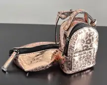 Chic Metallic Mini Backpack and Pouch