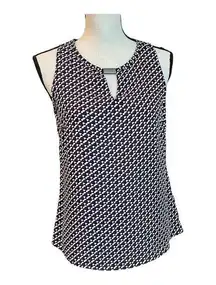 Laundry by Shelli Segal Womens Purple Black Geometric Print Keyhole Tank Top XS