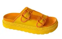 Coach  Yellow Orange Lucy Rubber Platform Slide Slipper Sandals Size 9 Women's