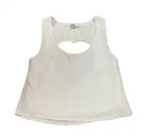 Poetry womens white sleeveless blouse with heart open cut out in back sz small
