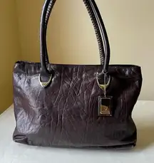 Vintage‎ Hidesign Dark Brown Leather Tote Bag Structured Office Satchel Purse