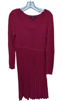 Chadwick's red pleated long dress medium rayon holiday Christmas long sleeve