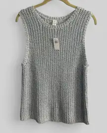 Old Navy New baby blue woven knit sweater vest ladies large preppy academia