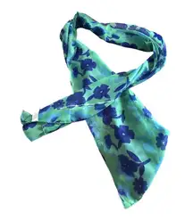 Blue Green Floral Neck Scarf Handbag Wrap Accessory Womens Dainty Whimsical