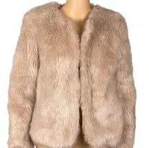 FOREVER 21 “EXCLUSIVE” tan color, faux fur jacket with POCKETS. Size Small. VGUC