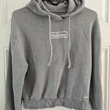 Hollister Vintage Y2K Cropped Hoodie Spell-Out Gray Long Sleeve Women Size Small