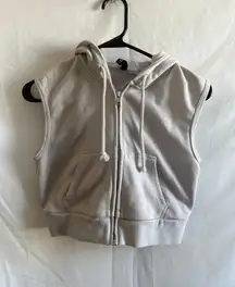 Sleeveless Cropped Zip Up Hoodie Jacket