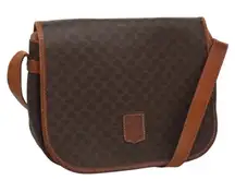  Macadam Canvas Shoulder Bag PVC Leather Brown Authentic