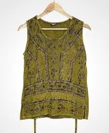 5 for $25 Last Chance! Yellow Green Black Embroidered Boho Sleeveless Shirt Tie‎