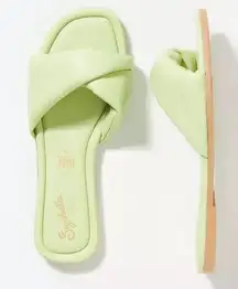 Anthropologie X  Lime Green Slide On Sandals