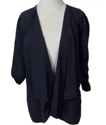 James Perse Slub Open Drape Cardigan Shirt in Black Minimalist Size Small Flowy