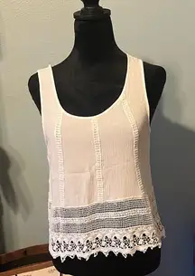White and Lace Trim Tank Top
