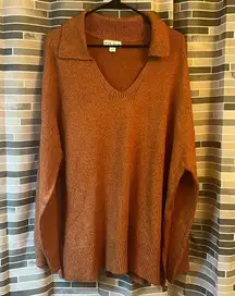 Ava & Viv Women’s Bronze Collared V-Neck Pullover Sweater: Size 2X - NWOT