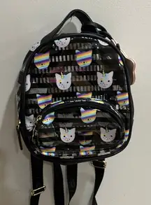 Betsey Johnson Cat Unicorn Pink Striped Backpack