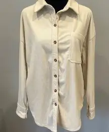 Cream Button-Up Shirt single front pocket corduroy like new
