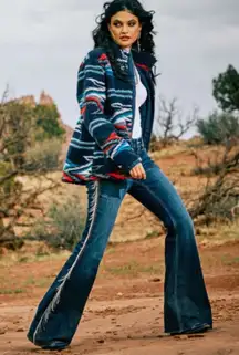 ARIAT R.E.A.L HIGH RISE FLARE w FRINGE LADIES JEANS Size 29L