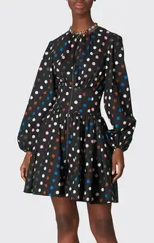 Carolina Herrera Black Multicolor Polka Dot Long Sleeve Dress