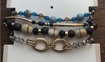 NWT Myra Bag Gold and Blue Multi-Beaded Bracelet