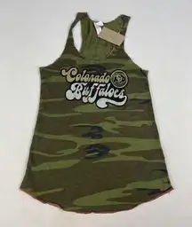 Alternative Colorado Buffaloes Small S Camo New CU Buffs Tank‎ Top Camouflage NWR Retro Font