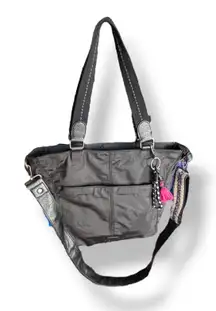 The Sak Black Nylon Crossbody Tote Bag Boho Strap Convertible Shoulder Purse