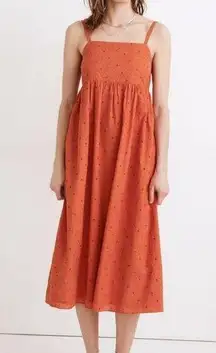 Madewell  Eyelit Summertime Cami Midi Dress Rusted Clay Orange Pockets ~ Size M