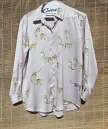 Zara Satin Effect Cheetah Printed Blouse sz L