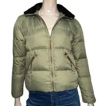 UGG  Women’s Size XS Green Down & Feather Shearling Neck Puffer Jacket Coat