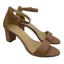 Vera leather ankle strap tan dress sandals women Size 10M