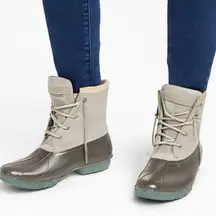 Sperry Women’s Size 8M Duck Boots Gray Waterproof Lace Up Ankle Rain Snow Boots