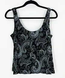 Vintage Alex Evenings 90s paisley Sparkle Glitter tank top Y2K size L