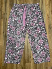 Gilligan & O'Malley‎ floral pajama pants purple pink print XXL polyester