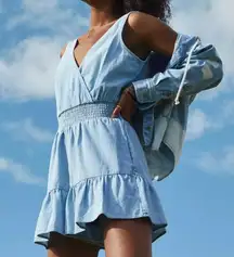 AEO American Eagles Chambray Denim Ruffle Romper