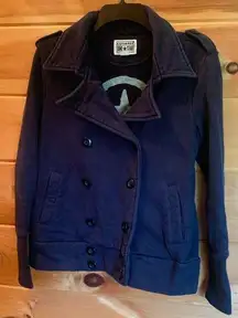 Converse One Star Womens Navy Blue Double Breasted Jacket Coat - Size Medium