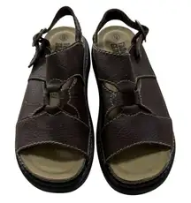 Faded Glory‎ Y2k Brown Crissy Ankle Strap Sandals Women's 8 Chunky Artsy Boho