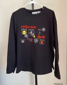 Vintage Basic Editions Halloween Embroidered Black Crewneck Large