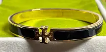 NWOT Tory Burch Black and Gold Hinged Bracelet
