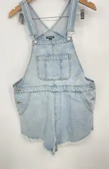 Wild Fable Jean Bib Overall Shorts Women's XL Light Wash Distressed Bin9