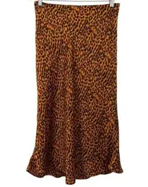 Hyped Unicorn Leopard Animal Print Satin Midi Skirt