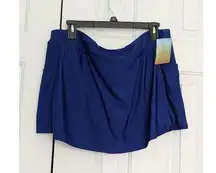 Women Ocean Coast Swim Skirt XXL Blue Swimsuit Bottom with Built-in Brief