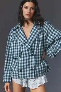 Anthropologie Gingham Trench Large