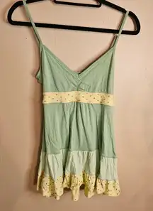 Duck Head Jeans Co Y2K Green And Yellow Polka Dot Layered Tank