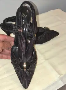 J Renee Womens 6.5M Carina Black Ruched Rhinestone Slingback Pumps Formal Party