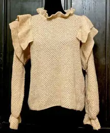 SHEIN Tan Oversized longsleeves Ruffled Sweater w/bag - Size Medium.