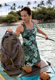 Title Nine Cirque De La Vie Dress Aloha Women’s Palm Grey Teal Shelf Bra Large